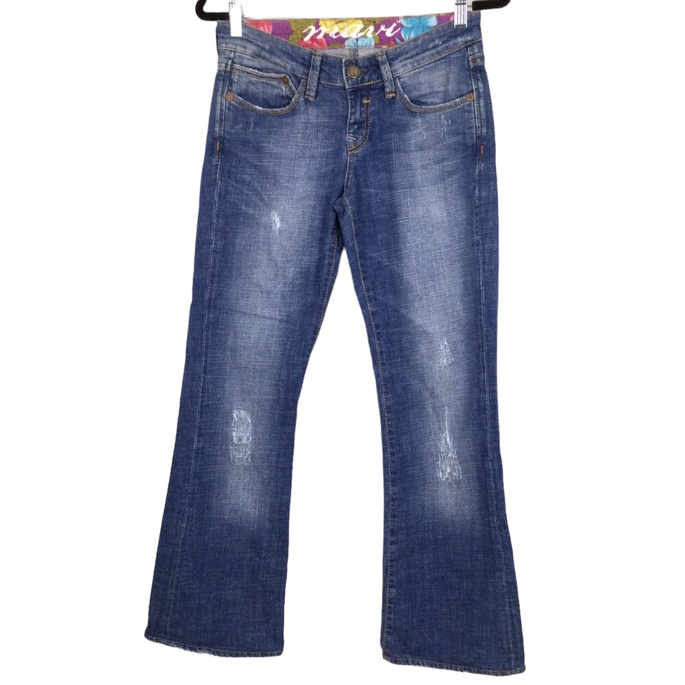 Mavi Jeans Zoe 90's Y2K Low Rise Cowgirl Distressed Boot Cut Blue Jean Size 26